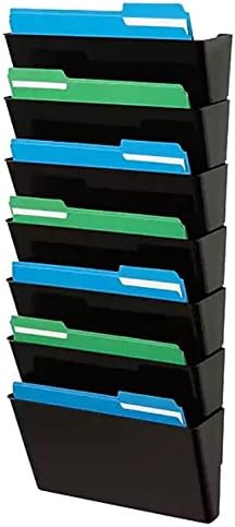 Hanging Wall File Organizer, Wall Mounted File Holder, Letter Size, 7 Pocket, Expandable, Black by 1InTheHome
