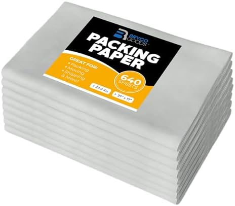 Bryco Goods Packing Paper Sheets for Moving | 640 Sheets | 27" x 17" | 20lb | Made in USA | Newsprint Paper | Must Have in Your Moving Supplies by BrycoGoods