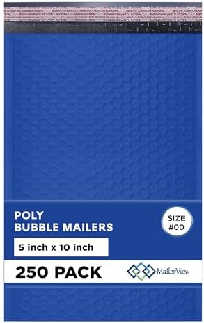 Royal Blue Bubble Mailers 6x10, Poly Padded Envelopes #0, 250 Pack by MAILERVIEW