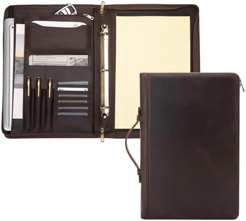 Leather 3 Ring Portfolio for 8.5 x 14" Pad and 15" Laptop by Geslun