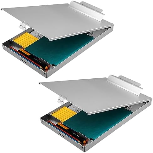 ZCZN Aluminum Clipboard with Storage, 2 Pack Recycled Metal Clipboard Box, Form Holder, Suitable for School, Office, Jobsite or Medical Staff, 9.25 x 13.78 Inches, Silver by ZCZN