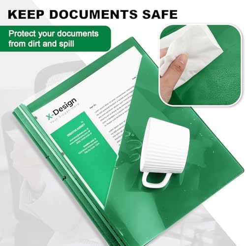 Teling 100 Pcs Report Covers with 3 Prongs for 8.5'' x 11'' Paper(Green) - Image 6