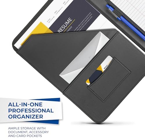 Samsill Contrast Stitch Faux-Leather Padfolio, Business Portfolio for Men and Women, Resume Document Organizer with 8.5 x 11 Inch Writing Pad, Black - Image 7