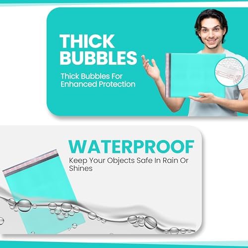 Teal Bubble Mailers 14.25x20, Self Seal Poly Padded Envelopes #7, 15 Pack - Image 5