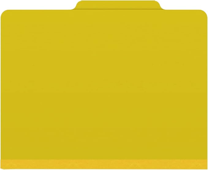 25 Pt. Pressboard Classification Folders, 2/5 Cut ROC Top Tab, Letter Size, No Dividers, Yellow (Box of 25) - Image 3