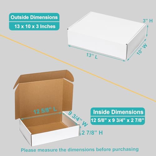Mcfleet 13x10x3 White Shipping Boxes Corrugated Cardboard Box 24 Pack - Image 2