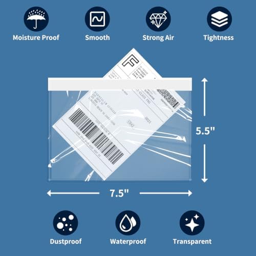BESTEASY 7.5" x 5.5" Packing List Pouches, Strong Adhesive Plastic List Label Envelope, Clear Top Loading Packing List - Image 2