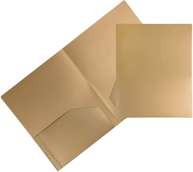 JAM PAPER Heavy Duty Plastic 2 Pocket Extra Tough School Folders - Gold - 6/Pack by JAMPaper