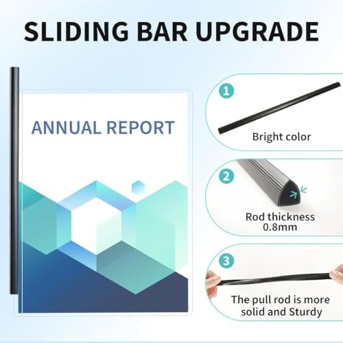 Binditek Clear Report Covers with Sliding Bars, 70 Sheet Capacity, 200 Pack - Image 3