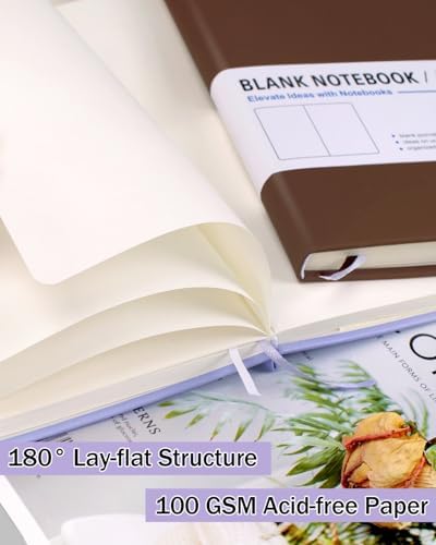 Dynta Blank Journal Notebooks for Women Men, 6 Packs A5 Hardcover Sketchbook, 200 Pages/100 Sheets Unlined Paper, 6 Colors, 5.8" x 8.4" Plain Journals bulk for Writing, Sketching, Drawing - Image 4