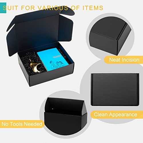 Mcfleet 12x9x4" Black Shipping Boxes - 24 Pack Corrugated Cardboard Mailing Box Packaging for Small Business - Tab Locking Literature Mailer Flat Empty Gift Packing Supplies - Image 4