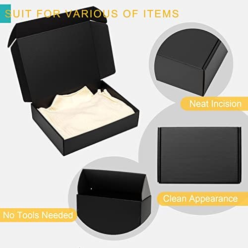 Mcfleet 13x10x3" Black Shipping Boxes - Corrugated Cardboard Mailing Box Packaging for Small Business - Tab Locking Literature Mailer Boxes Flat Shipping Boxes Empty Gift Packing Boxes Supplies 24 - Image 4