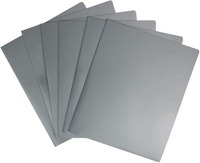 JAM PAPER Heavy Duty Plastic 2 Pocket Extra Tough School Folders - Silver - 6/Pack - Image 3