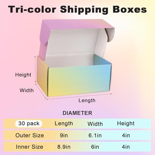 Shipping Boxes for Packaging 9x6x4", 30 Pack Colorful Corrugated Cardboard Boxes, Medium Mailing Boxes for Small Business - Image 2