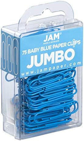 JAM PAPER Colorful Jumbo Paper Clips - Large 2 Inch - Baby Blue Paperclips - 75/Pack - Image 2
