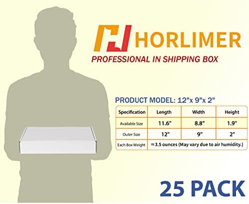 HORLIMER 12x9x2 inches Shipping Boxes Set of 25, White Corrugated Cardboard Box Literature Mailer - Image 2