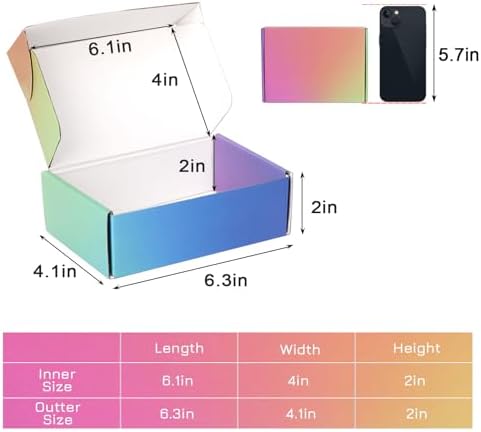 6x4x2 Shipping Boxes Small, 45 Pack Rainbow Corrugated Cardboard Mailer Boxes for Small Business, Mailing, Packaging - Image 2