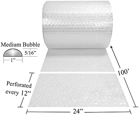 uBoxes Bubble Cushioning 24" wide Wrap x 100' Long Medium Bubbles 5/16",Clear,BUBBMED24100 - Image 6