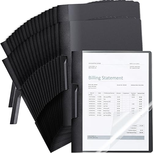 Maitys 50 Pack Clear Report Covers with Clip, Black by Maitys