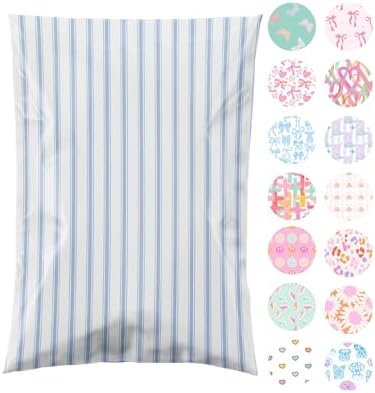 Pretty Package Store Poly Mailers 6x9, Blue Stripe, 100 Pack by PrettyPackageStore