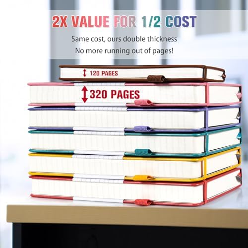 5 Pack College Ruled Notebook Bulk, A5, 312 Numbered Page Thick Journal Set - Image 2