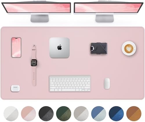AFIING Large Desk Mat 55" x 24" - PU Leather Desk Pad Protector, Waterproof Non-Slip Extended Mouse Pad for Office Desk, Keyboard, Laptop and Home Workspace (Light Blue) by AFIING