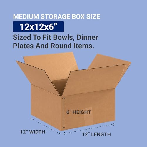 BOX USA Shipping Boxes 12"L x 12"W x 6"H 25-Pack Flat Corrugated Cardboard Box for Packing, Moving and Storage - Image 2