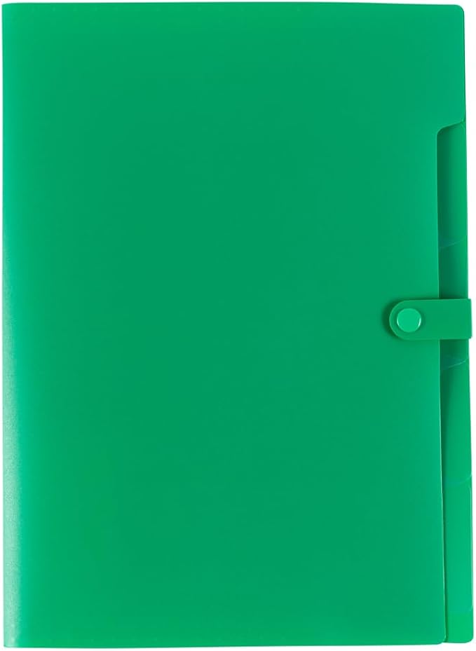 JAM PAPER Slim Expanding File Folder - 5 Pocket Plastic File Folder – Snap Closure - 9 x 11 1/2 - Green - Sold Individually - Image 2
