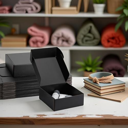 8x8x3 inch Black Shipping Boxes for Small Business- Set of 25 - Image 4