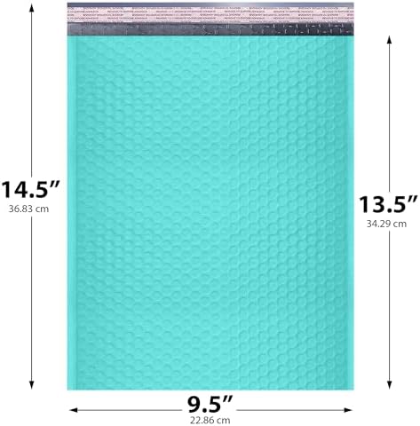 Teal Bubble Mailers 9.5x14.5, Self Seal Poly Padded Envelopes #4, 100 Pack - Image 2