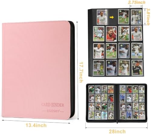 16-Pocket Business Card Binder holds 1024 Cards, Premium Diamond PU Leather Name Card Holder Organizer with Zipper, Black Sleeves Side Loading Card Book for Collectors & Office(pink) - Image 2