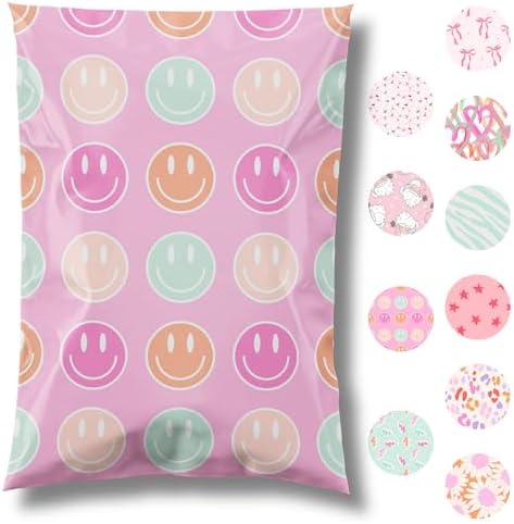 Pretty Package Store Poly Mailers 6x9, Smiley Face, 100 Pack by PrettyPackageStore