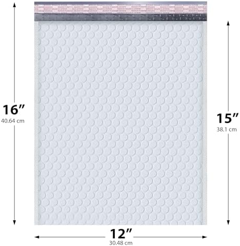 Arctic White Bubble Mailers 12x15 Self Seal Poly Padded Envelopes, 50 Pack - Image 2