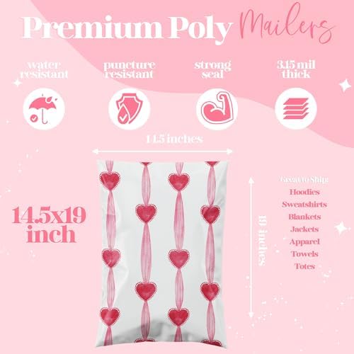Pretty Package Store Poly Mailers 14.5x19, Valentines Day, 100 Pack - Image 2