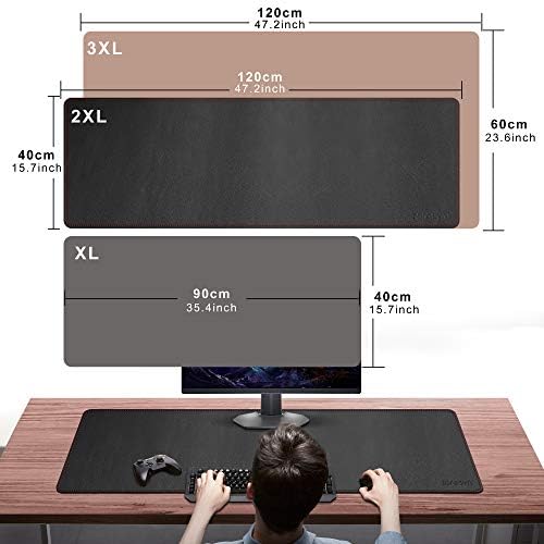 ZORESYN XL Large PU Leather Desk Pad Black, 47.2" x 15.8" - Image 2