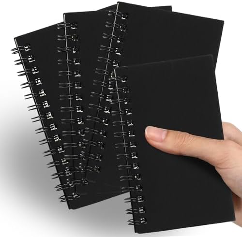 Jutom 4 Pcs Small Spiral Notebook Memo Pad 3x5, Black by Jutom