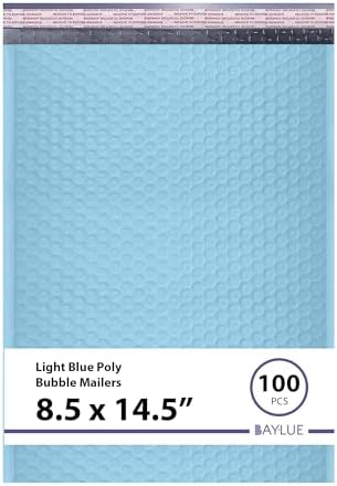 Light Blue Bubble Mailers 8.5x14.5, Poly Padded Envelopes #3, 100 Pack by BAYLUE