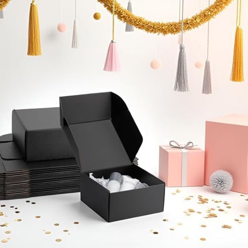 8x8x4 inch Black Shipping Boxes for Small Business- Set of 25 - Image 6