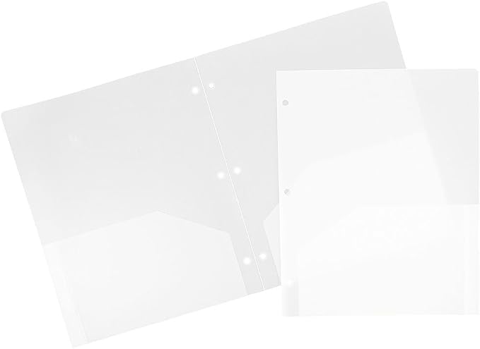 JAM PAPER Heavy Duty Plastic 3 Hole Punch Pocket Folders - Extra Tough School Folders - Clear - 6/Pack by JAMPaper