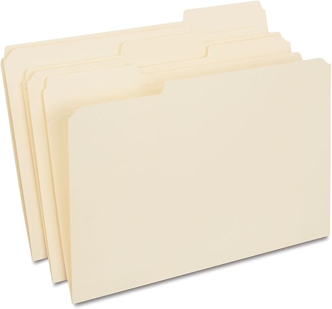 Staples 30% Recycled Reinforced File Folder, 1/3-Cut Tab, Legal Size, Manila, 100/Box (ST606814/606814) by Staples