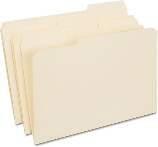Staples 30% Recycled Reinforced File Folder, 1/3-Cut Tab, Legal Size, Manila, 100/Box (ST606814/606814) by Staples
