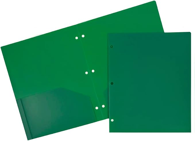 JAM PAPER Heavy Duty Plastic 3 Hole Punch Pocket Folders - Extra Tough School Folders - Green - 6/Pack by JAMPaper