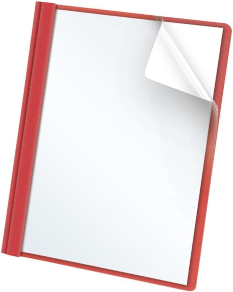 Oxford Clear Front Report Covers, Red, Letter Size, 25 per Box (55811EE) (Pack of 5) by Oxford