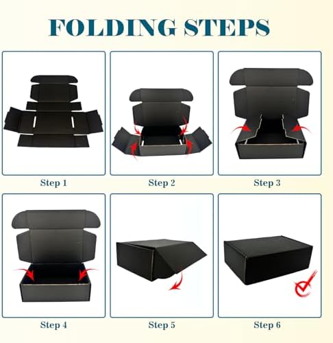 Small Shipping Boxes 6x4x2, Set of 50, Black Corrugated Cardboard Box Mailer (YD642-50BK) - Image 5