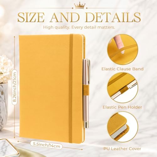 Laumoi 28 Pack A5 PU Leather Lined Notebook Journal, Yellow,Simple - Image 2