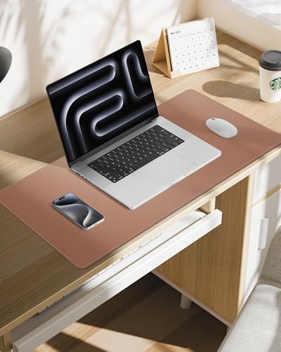 Leather Desk Pad Protector, Mouse Pad, Office Desk Mat, Non-Slip PU Leather Desk Blotter, Laptop Desk Pad, Waterproof Desk Writing Pad for Office and Home (Champagne Gold, 31.5" x 15.7") - Image 7
