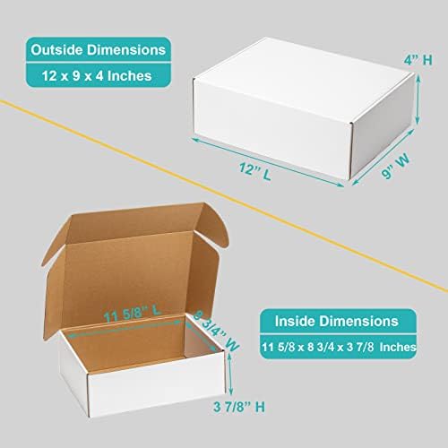Mcfleet 24 Pack 12x9x4 Shipping Boxes - White Corrugated Cardboard Mailing Box Packaging for Small Business - Tab Locking Literature Mailer Flat Empty Gift Packing Supplies - Image 2