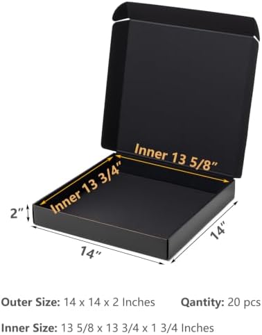 Timirog Black Shipping Boxes 14x14x2 Inches 20 Pack Corrugated Cardboard - Image 2