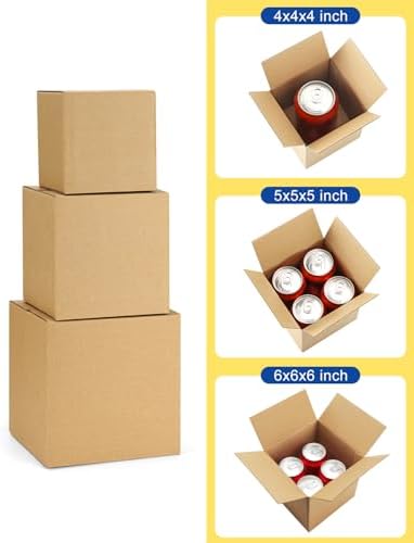 Assorted-Sizes-Shipping-Boxes-45-Pack: 4x4x4 & 5x5x5 & 6x6x6 Small-Shipping-Boxes-Mailers, Brown Corrugated-Cardboard-Boxes-for-Packing-Small-Business Mailing - Image 3