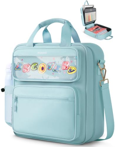 Zipper Binder 3 Ring with Ita Window, 3 Inch D-Ring Binder with Zipper and Strap Fits 14" Laptop, 600+ Sheets Capacity 3-in-1 Shoulder/Backpack/Handle Binder Bag for School Office Commute, Blue by Arcoyard